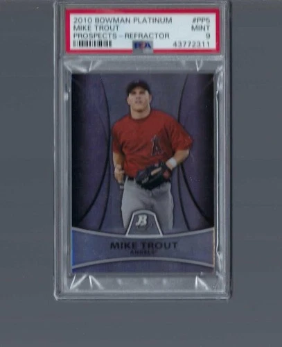 MIKE TROUT RC: 2010 BOWMAN PLATINUM REFRACTORS: PP5 PSA 9 /999  1 DAY SALE THICK