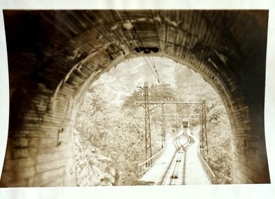 Vintage Snapshot Photo 1940s Light At End Of Tunnel Train Tracks POV Abstract