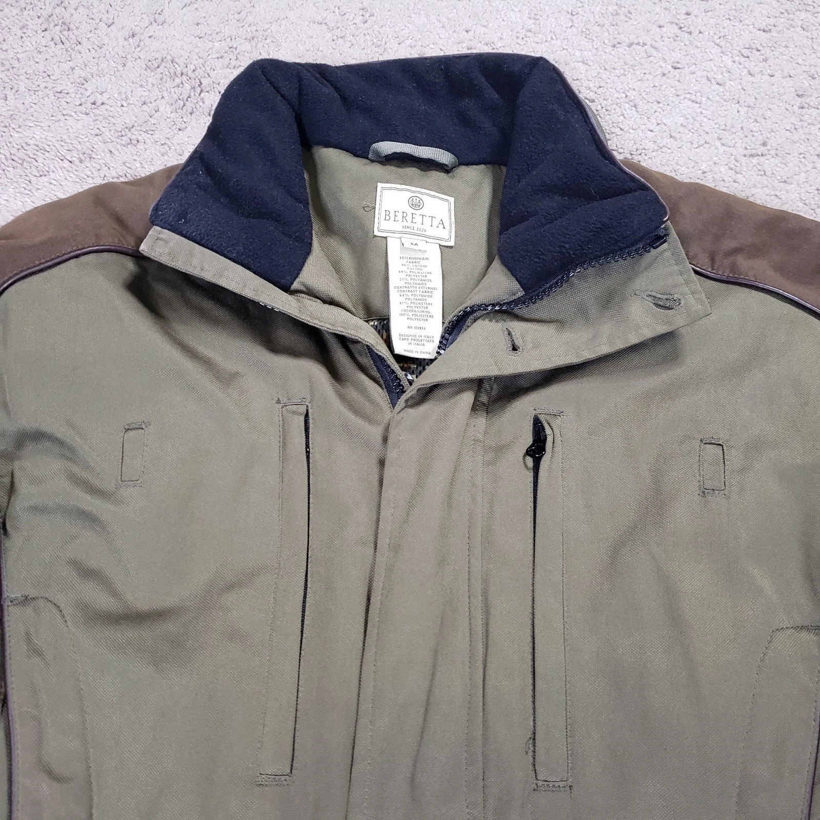 Beretta Coat Men M Green Brown Hunting Shooting Utility Jacket Pockets Lined - product detail image 4