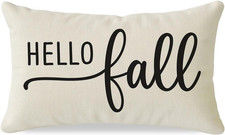 Hello Fall Throw Pillow Covers 12X20, Farmhouse Fall Decorations for Home Decor,