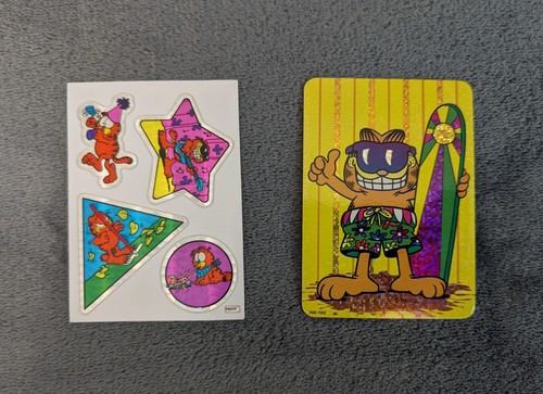 RARE Lot of 2 1990s Garfield the Cat Vending Machine Stickers