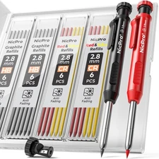 Carpenter Pencil with Sharpener Mechanical Pencils Set with 26 Refills Deep H...