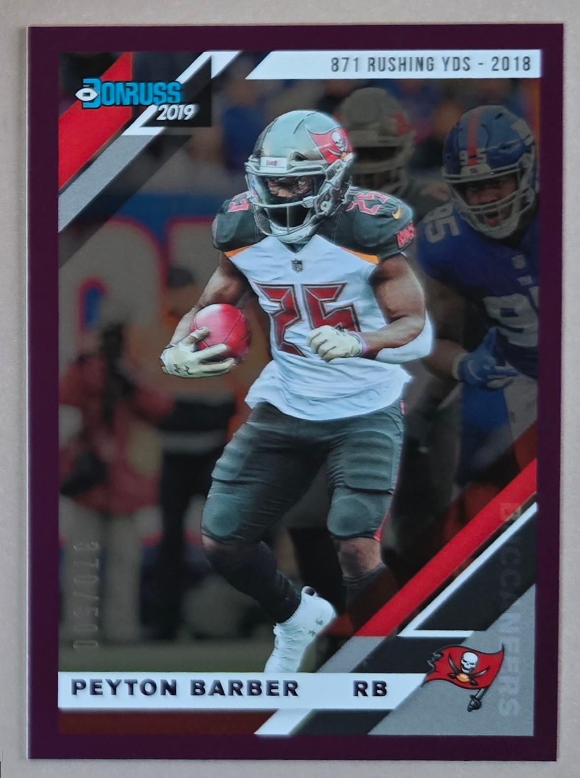 Peyton Barber 2019 Panini Donruss #239 Purple Parallel SP #d /500 Buccaneers