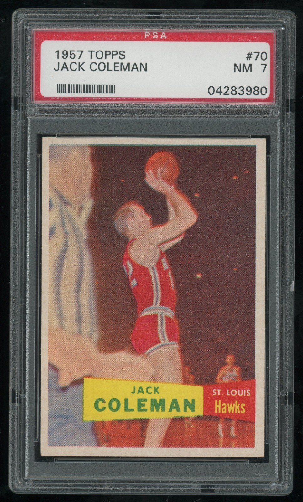 1957-58 Topps Jack Coleman Rookie #70 PSA 7 - St. Louis Hawks - RC