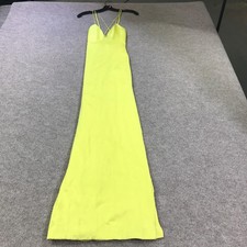 Alice + Olivia Dress Womens 8 Yellow Satin V Neck Slip Maxi Spaghetti NWT