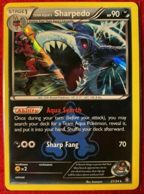 HOLO RARE Team Aqua's Sharpedo 21/34 Double Crisis Pokemon Magma