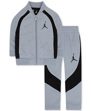 JORDAN Boys 2-Pc Active Jacket-Pants Set Boys 4 XS Colorblocked Silver-Black NEW