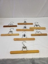 8 VTG clothes hangars Setwell Style Wood Hangers Clamp Pants Skirt Wooden