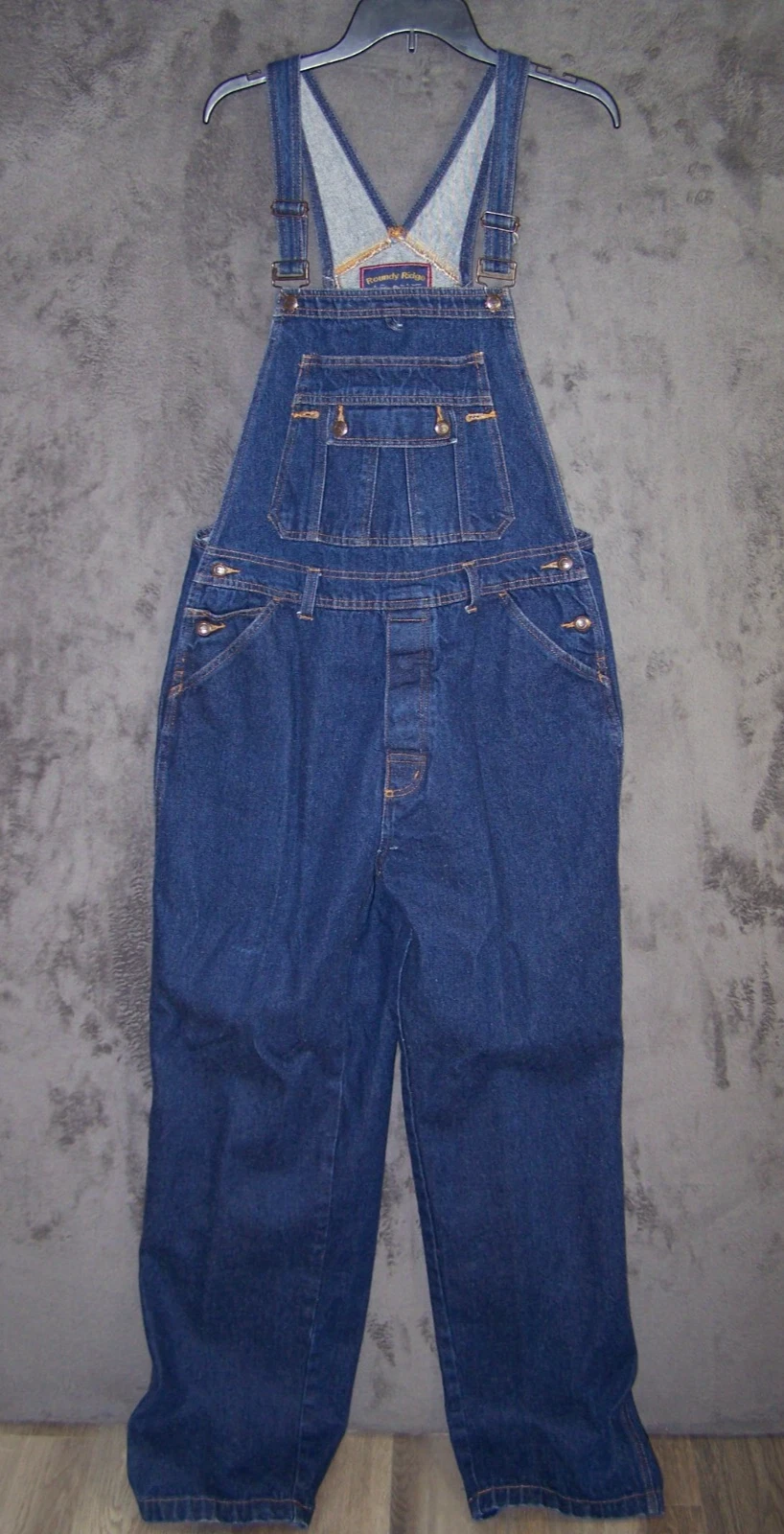 Vtg Roundy Ridge Overalls Adult 36W 34L Blue Denim Y2K Work Pockets Outdoor Mens
