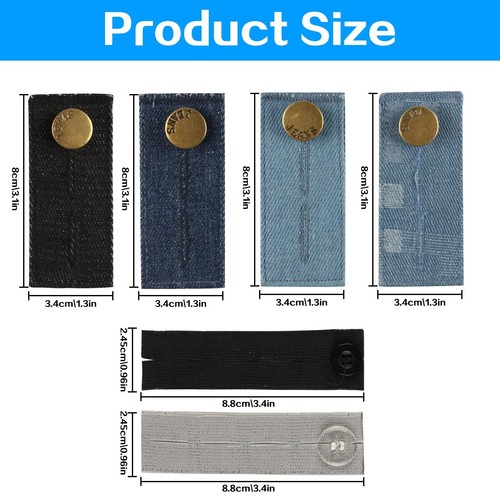 8 Pcs Denim Waist Extender Buttons for Jeans Extender Waistband Extenders Adj... - Picture 2 of 7