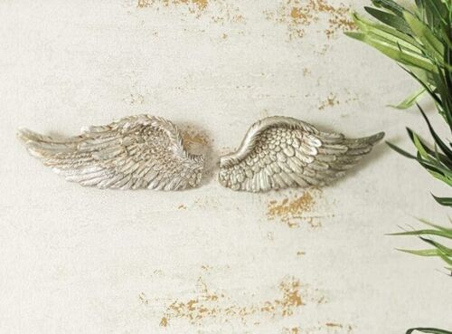 Angel Wings Ornament Set Fairy Feathered Home Silver White Decorations Grave - Picture 5 of 23