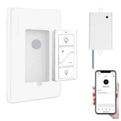 Smart Wireless Light Switch Kit No Wiring Dimmer Remote Control Work with Alexa