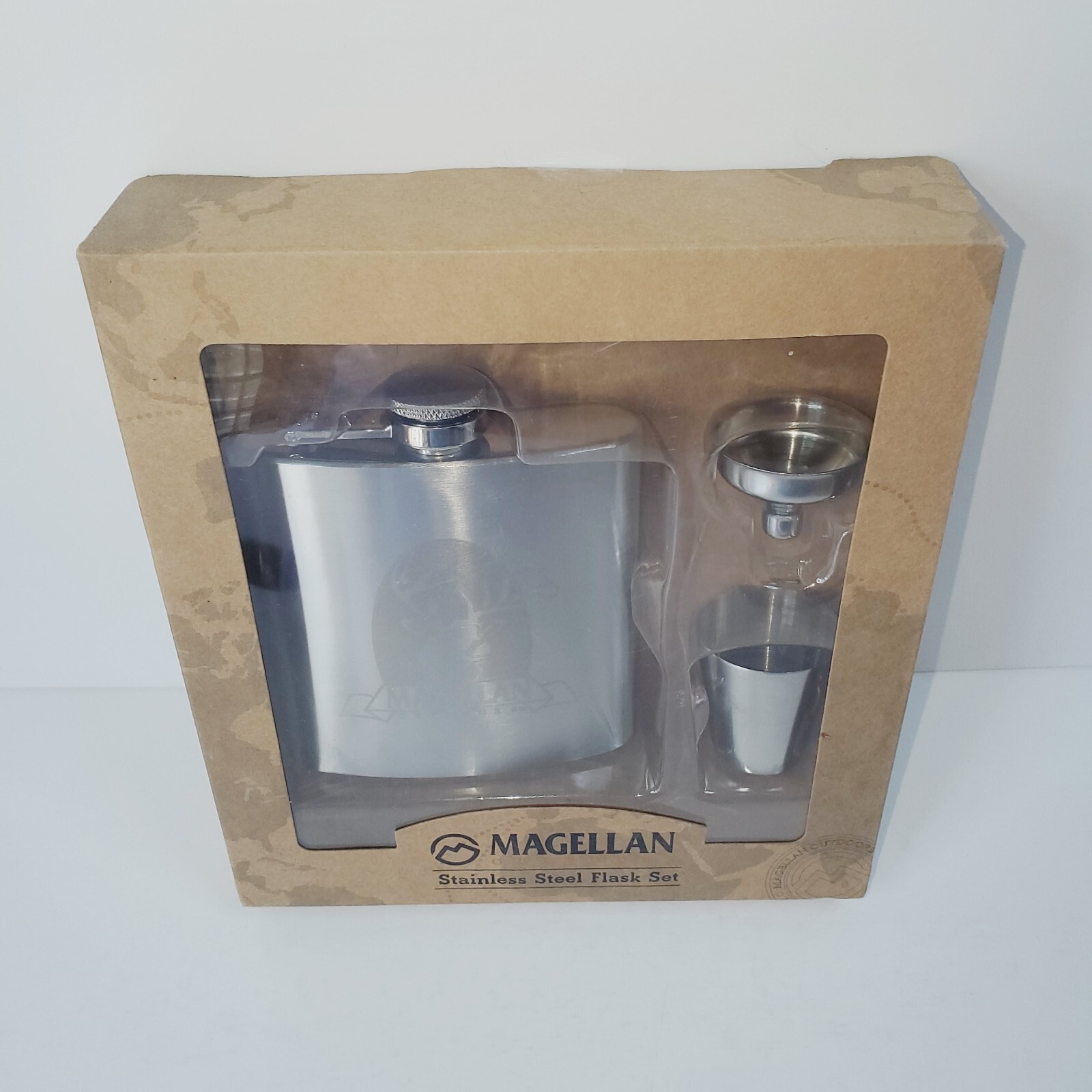 Magellan Outdoors Deer Buck Stainless Steel 6oz Flask, Funnel & Shotglass Set