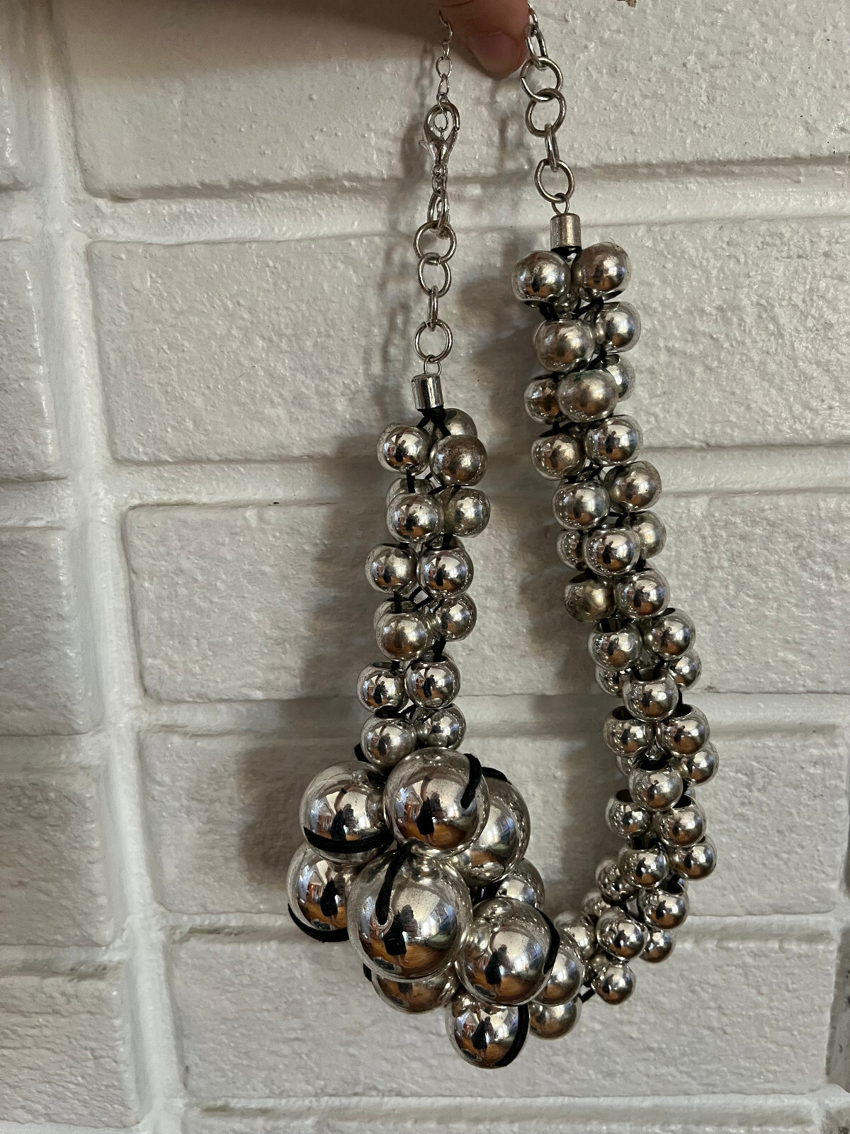 Vintage Silver Bead Cluster Statement Necklace, K… - image 3