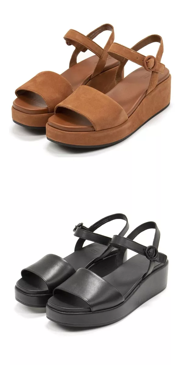 NEW Camper Womens Wedge Sandals Misia Leather Platform Heel Shoes