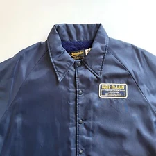 Vintage 70's Men's Swingster Workwear Navy Nylon Sherpa Jacket Size XXL