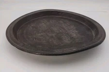 Antique New England carved/ turned wood 14" diameter platter tray