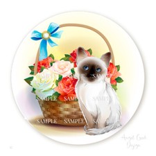 48 SIAMESE CAT ENVELOPE SEALS SCRAPBOOK STICKERS 1.2" ROUND STICKERS LABELS