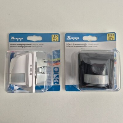 Kopp Infrarot LED Bewegungsschalter R 180° Weiß Schwarz 7-100W  3-Draht  Auswahl
