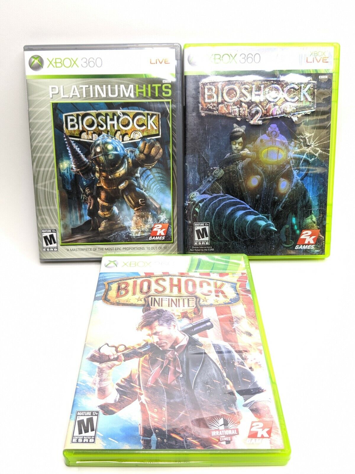 XBOX 360 Bioshock 1 Bioshock 2 & Infinite Bundle Lot of 3 Complete Tested  Works