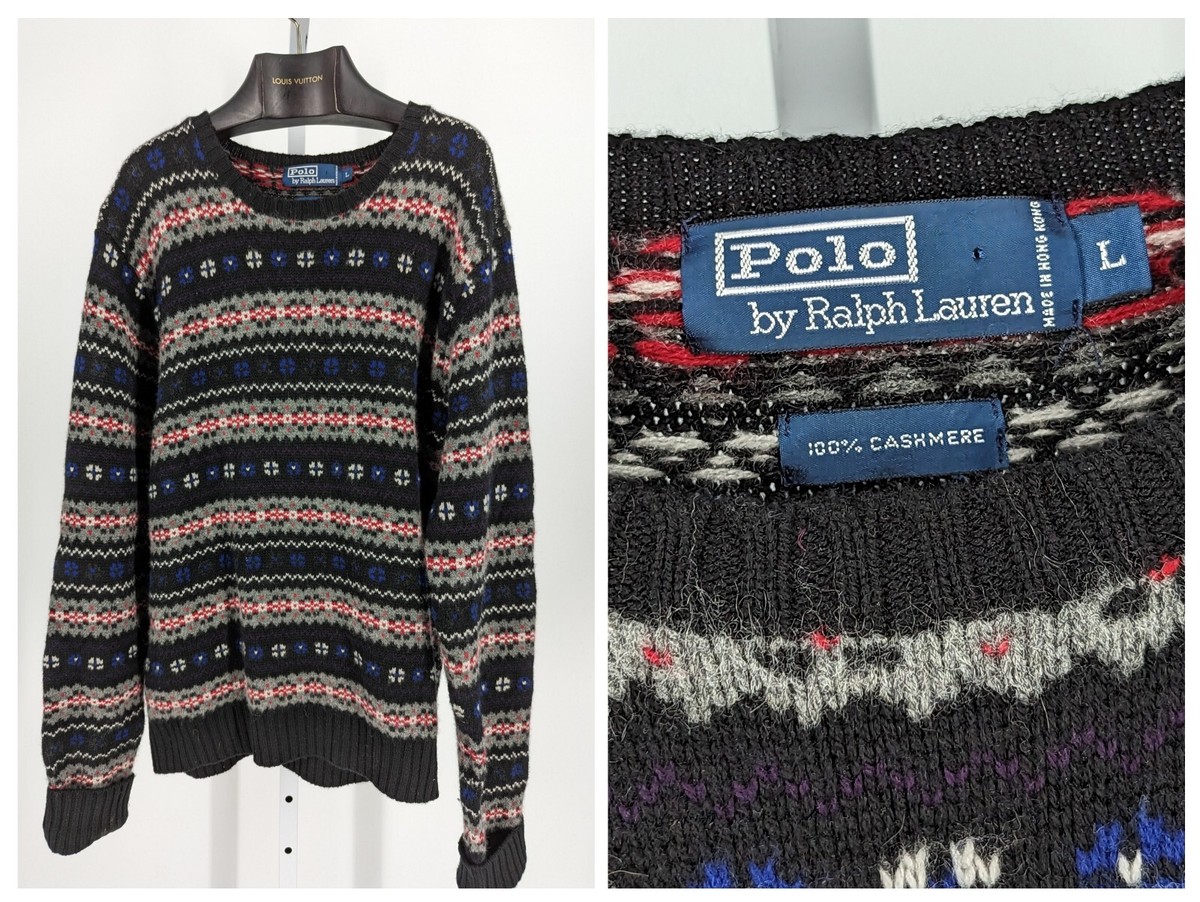 Polo Ralph Lauren Vintage 90s Chunky Fair Isle Nordic Cashmere