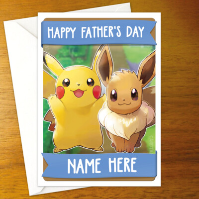 what are gx pokemon cards Personalized Poke Father's Day Card, Custom Anime-Inspired Gift for Da