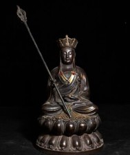 7.5" Antique Tibetan Buddhism temple Bronze gilt Ksitigarbha Bodhisattva statue