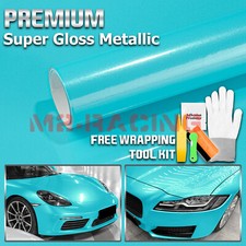 Premium Super Gloss Metallic Turquoise Blue Vinyl Car Wrap Sticker Decal Sheet