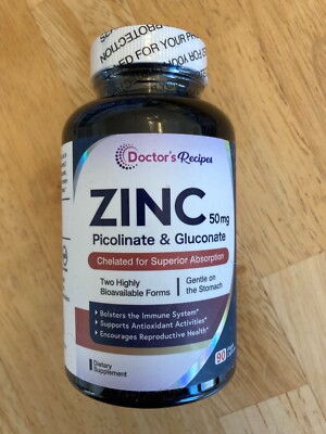 Doctors Recipes Zinc 90 Capsule 50mg Highly Absorbable Zinc Picolinate Gluconate