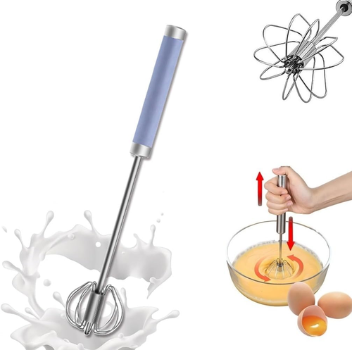 Stainless Steel Semi-Automatic Whisk Egg Whisk Hand Push Rotary Whisk Blender Se
