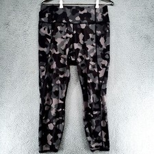 Athleta Womens Black Gray Camo Contender 7/8 Athleisure Tight Leggings Medium