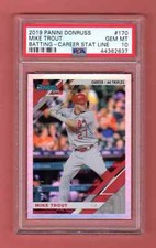MIKE TROUT 2019 PANINI DONRUSS BATTING STAT LINE SP # / 44 PSA 10 LOW POP ANGELS