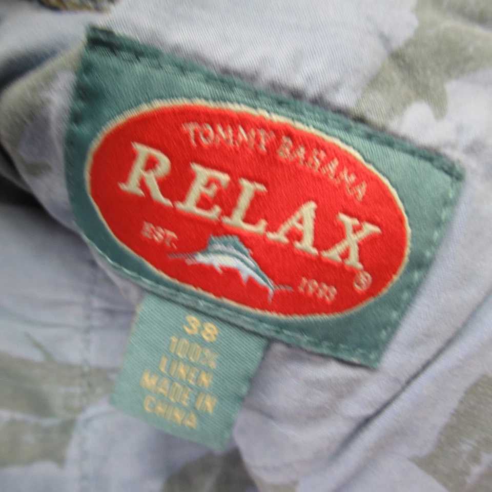 Tommy Bahama Shorts Mens 38 Linen Pockets Cargo Relaxed Fit Outdoors Plaid - Image 3 of 4