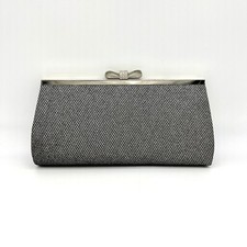 Evening Bag Clutch Rhinestone Bow Silver Chain Strap Formal Purse