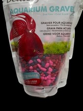 Marina Betta Aquarium Gravel Pink, Purple Red. 1.1 lb. Smooth Edges. Dust Free