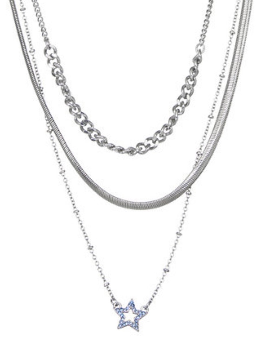 Simply Vera Wang Blue Crystal Multi Mixed Strand Layered Collar - Main Image