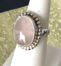 Vintage Rose Quartz Sterling Silver Ring