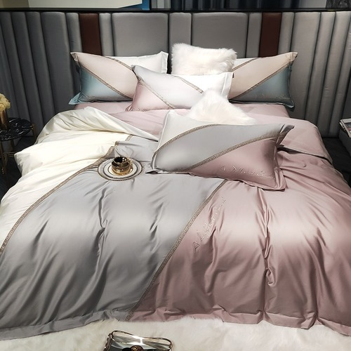 Luxury Bedding Set 120 Thread Count Embroidered Long Staple Cotton Matching 4PCS