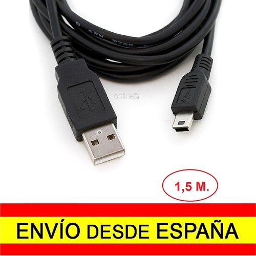 CABLE USB A MINI USB 5 PIN macho a macho 1,5 metros Negro a1648 | eBay