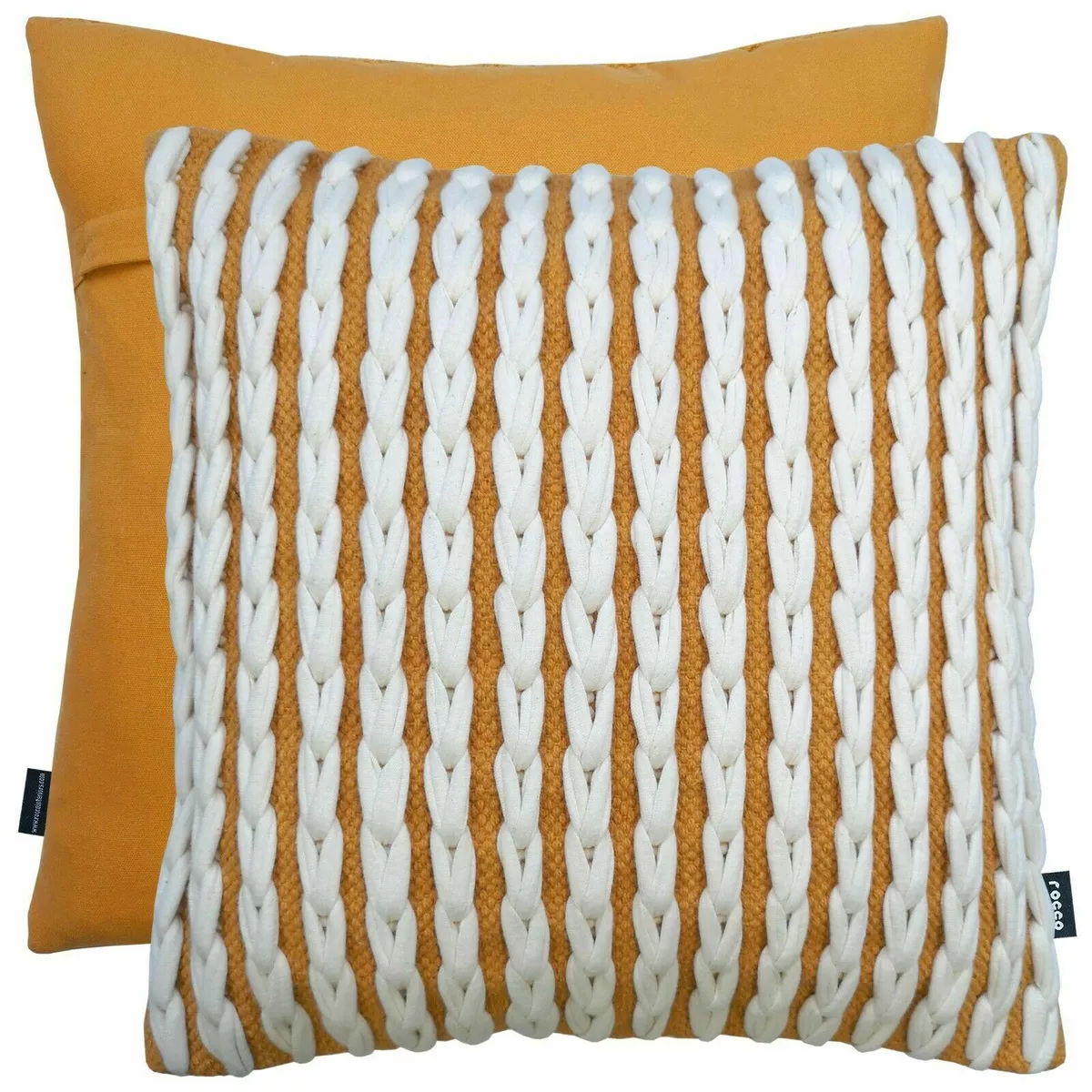 2 X INDIAN THICK COTTON CABLE STRIPE MUSTARD GOLD CREAM 17