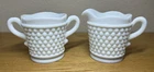 Vintage W.C. Fenton Hobnail White Milk Glass Creamer and Open Sugar Set