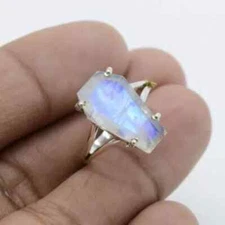 Rainbow Moonstone 925 Sterling Silver Handmade Statement Ring All Size  R16