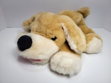 FAO Schwarz Tan Brown Plush Puppy Dog Hand Puppet Stuffed Animal Pup