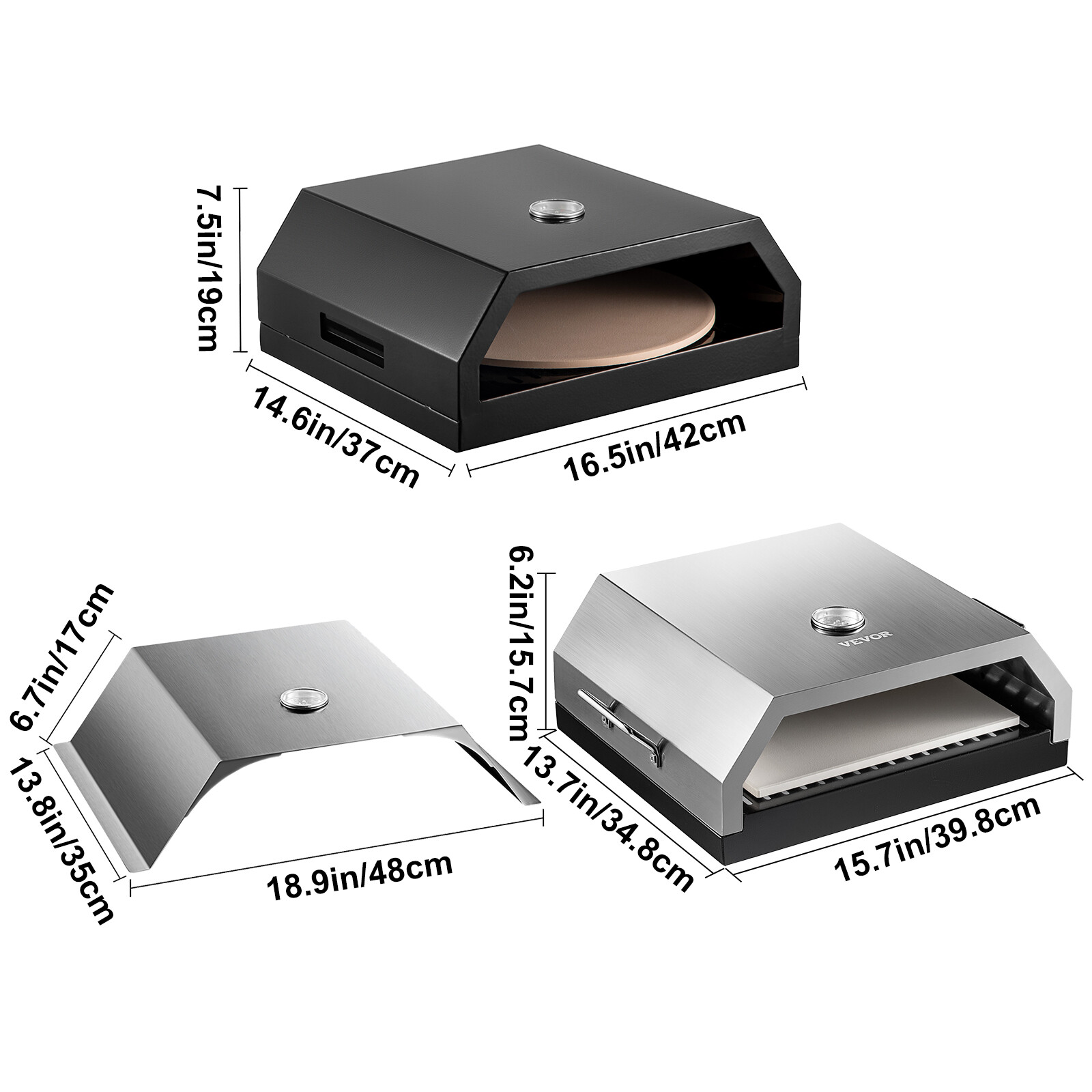 VEVOR Outdoor Pizza Oven Accessory 16''&22'' Pizza Oven Kit for BBQ Grill