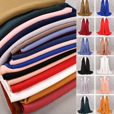 Solid Color Chiffon Scarf Muslim Women Headscarves Pleated Shawls Headwraps Soft