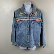 Vintage Bill Blass Jean Jacket Blue Denim Cotton Size Medium Please Read