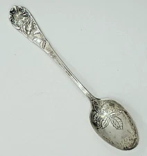 Antique Dominick & Haff Sterling Silver Demitasse Spoon 4.25" wild rose "1892"