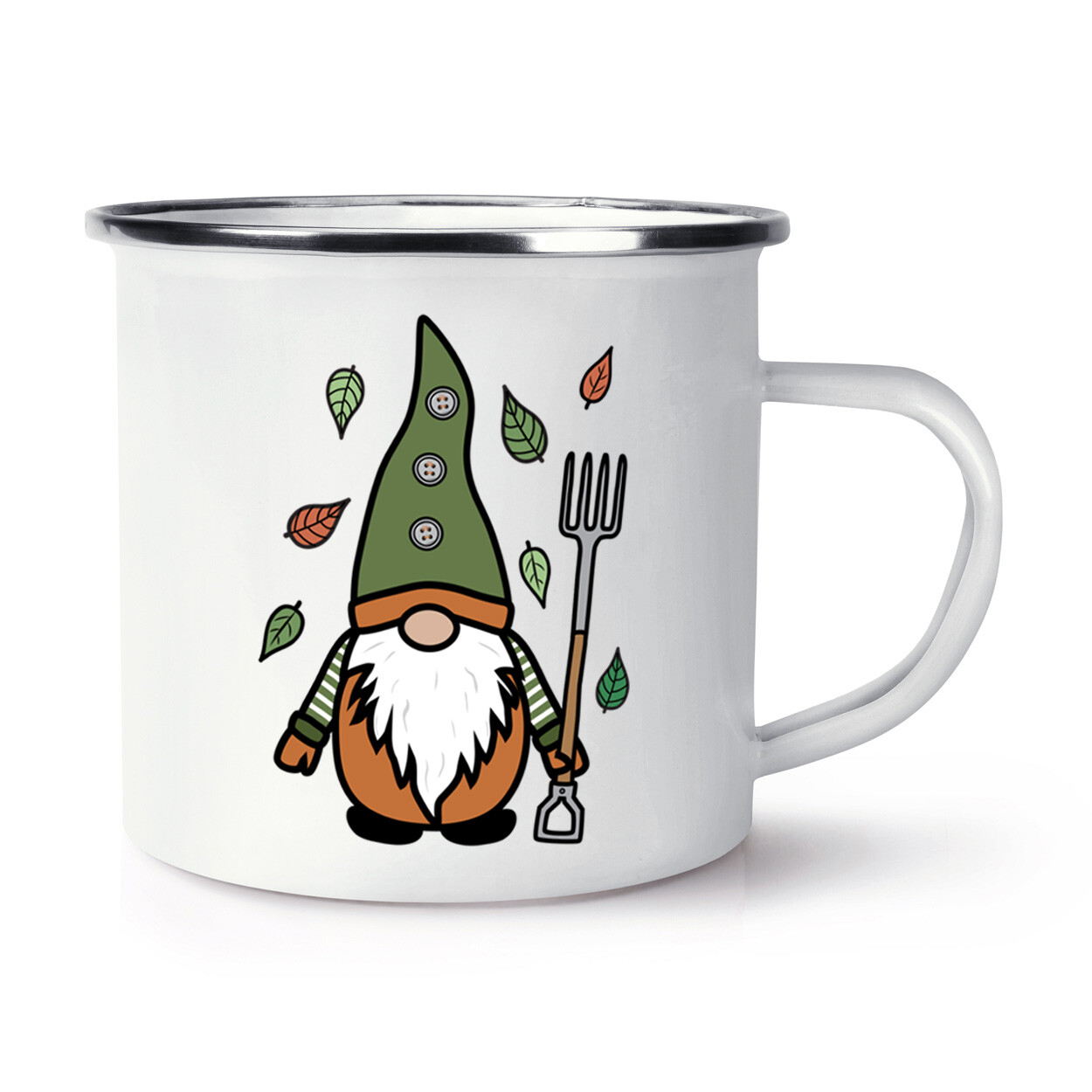 Gonk Gnome Green Orange Garden Enamel Mug Cup Cup Christmas Gift Funny