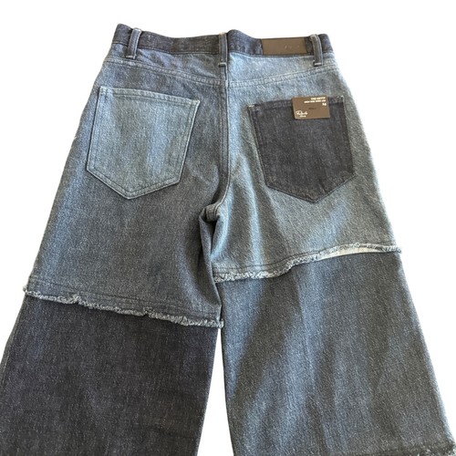 Jeans donna Rails The Getty High Rise gambe larghe blu patchwork, taglia 24 nuovo con etichette - Foto 5 di 12