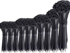 1000 Pcs Black Cable Zip Ties Assorted Sizes 4/6/8/10/12 Inch Heavy Duty Plastic
